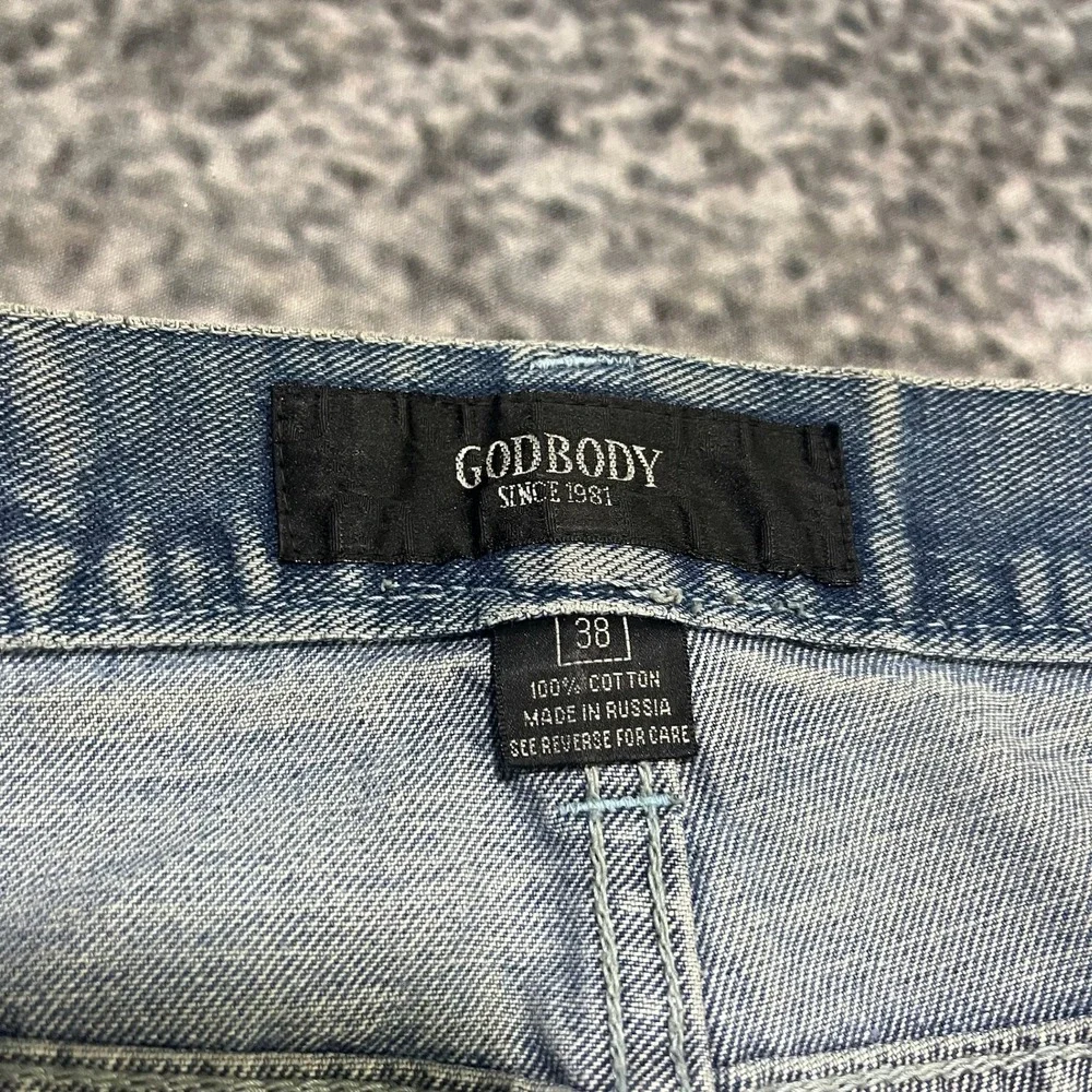 Vintage‎ Godbody Jeans Mens 36x32 Blue Distressed Carpenter Baggy Wide Leg Y2K